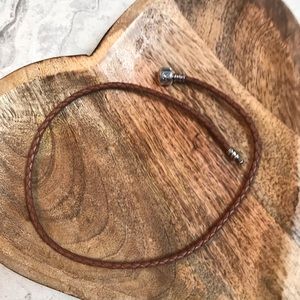Pandora leather choker necklace 16”
